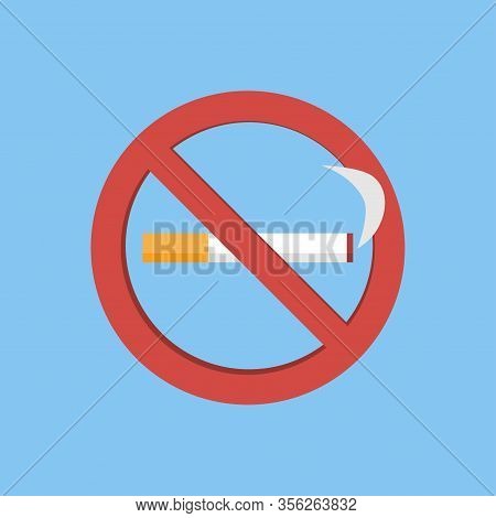 No Smoking Icon In Flat Design With Shadow. Vector Eps 10