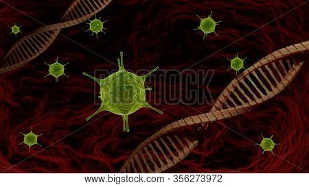 Cells Of The Corona Virus Flow And Blink In Blood Stream Transmitted Between Animals And People. Cor