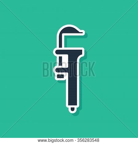 Blue Calliper Or Caliper And Scale Icon Isolated On Green Background. Precision Measuring Tools. Vec