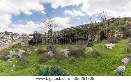 Jerusalem, Israel, February 29, 2020 : The Ruins Of An Old Christian Monster Are In The Gey Ben Hinn
