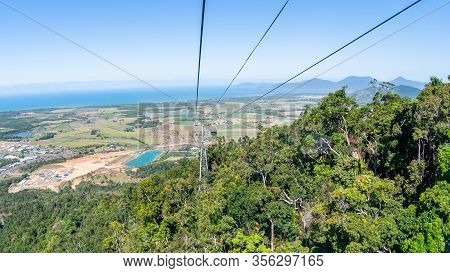 Tropical Jungle Cable Car Passenger View Green Trees Hills Thick Density Vegetation Rural Countrysid