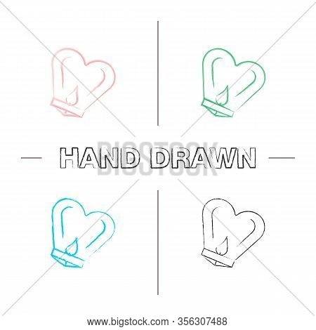 Spring Lantern Festival Hand Drawn Icons Set. Chinese Paper Lantern. Color Brush Stroke. Isolated Ve