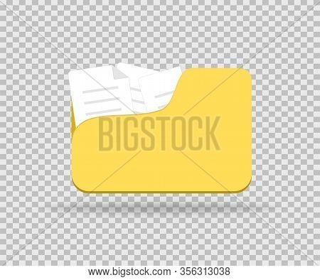 Folder With Documents Inside. Files In Folder With Shadow. Flat Design. Isolated Icon. Vector Eps 10