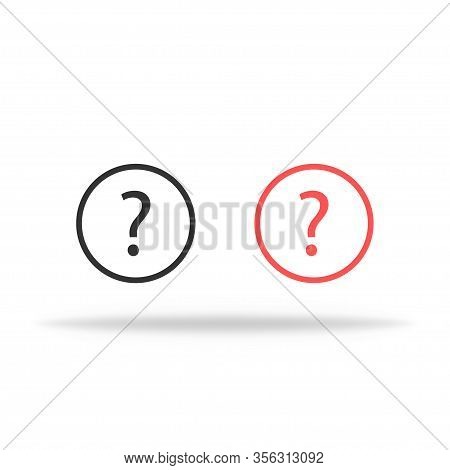 Question Mark Icon Set In Black And Red. Isolated Faq Icons With Shadow. Help Transparent Icon. Vect