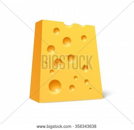 Chunk Of Cheese In Realistic Style Isolated