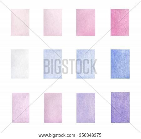 Beautiful Abstract Image With Pink Blue Watercolor Pallets On White Background.