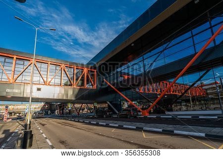 Moscow, Russia - 2020: Sheremetyevo International Airport - Svo, Uuee - Terminal Outside, Road Betwe