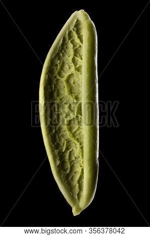 Macro Photo Of Foglie Spinach Pasta Isolated On Black With Clipping Path