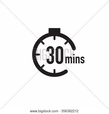30 Minutes Timer, Stopwatch Or Countdown Icon. Time Measure. Chronometr Icon. Stock Vector Illustrat