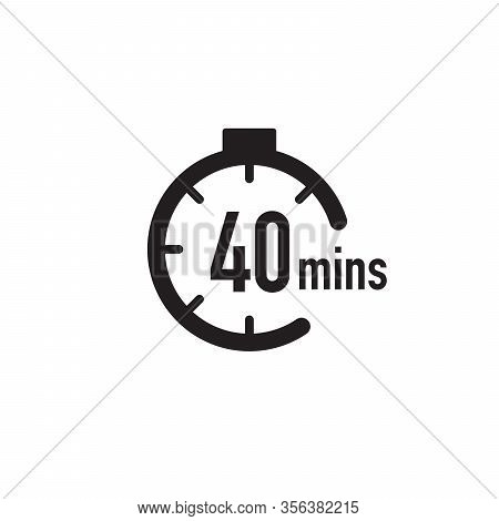 40 Minutes Timer, Stopwatch Or Countdown Icon. Time Measure. Chronometr Icon. Stock Vector Illustrat