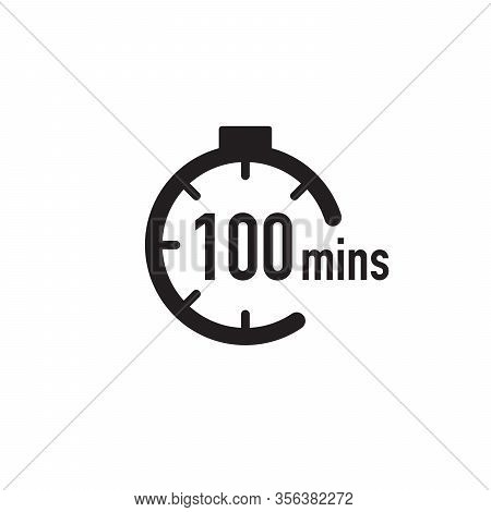 100 Minutes Timer, Stopwatch Or Countdown Icon. Time Measure. Chronometr Icon. Stock Vector Illustra