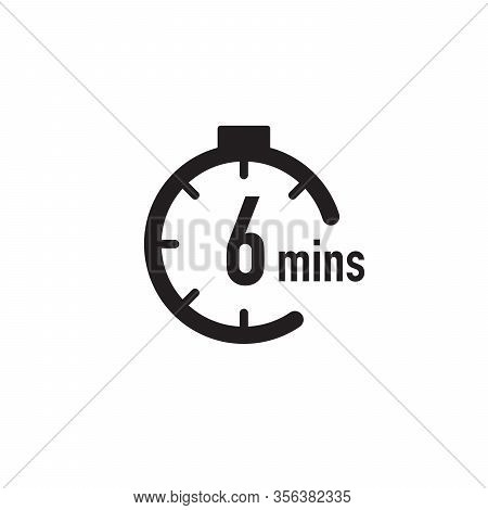 6 Minutes Timer, Stopwatch Or Countdown Icon. Time Measure. Chronometr Icon. Stock Vector Illustrati