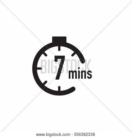 7 Minutes Timer, Stopwatch Or Countdown Icon. Time Measure. Chronometr Icon. Stock Vector Illustrati