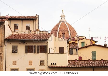 Santa Maria Del Fiore. Panorama. Italy, Florence. The Concept Of Tourism, Travel, Leisure. Mixed Med