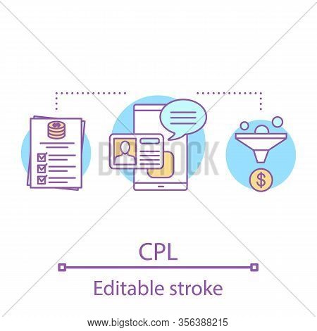 Cpl Concept Icon. Cost Per Lead Idea Thin Line Illustration. Sales Conversion Rate. Customer Loyalty