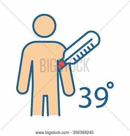 Fever Color Icon. High Body Temperature. Disease, Cold, Flu Symptom. Vaccination Side Effect. Isolat