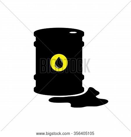 Vector Sign Of Oil. Black Symbol Petroleum Isolated On White Background. Barrel Silhouette And Spot 