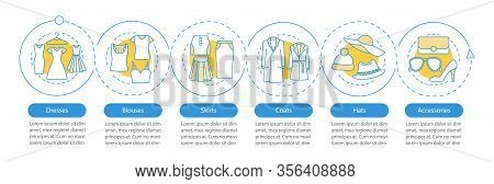 Womens Fashion Vector Infographic Template. Clothes. Dresses, Blouses, Skirts, Coats, Hats, Accessor