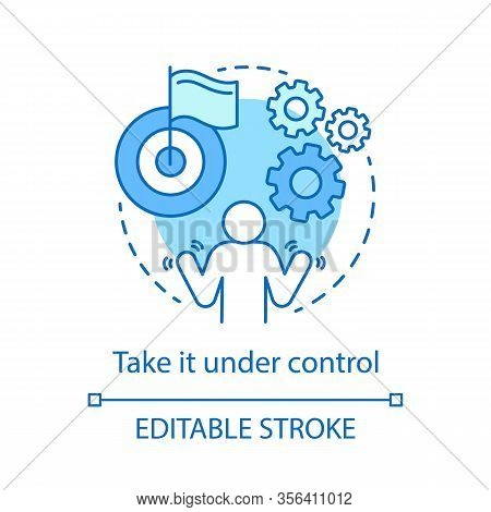 Take Under Control Concept Icon. Emotion Restraint Idea Thin Line Illustration. Planned Goal Achieve