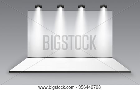 3d Exhibition Booth. White Empty Promotional. Vector White Empty Geometric Square. Presentation Even