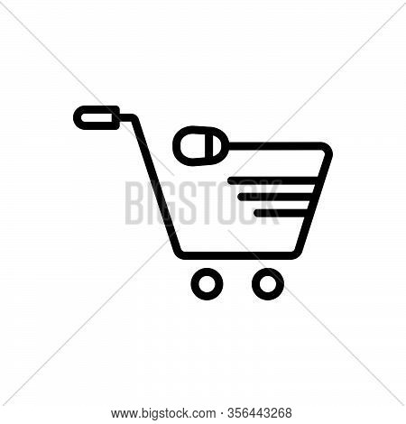 Black Line Icon For Online Internet Digital Consumer Basket Purchase Cart Trolly Shopping