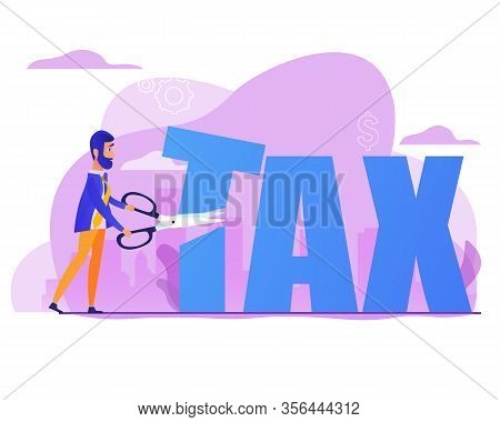 Business Jumping From Spring Through Taxes. Concept Of Lower Tax. Design Element For Banner, Poster,