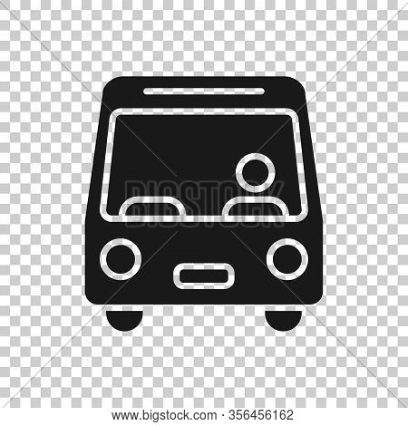 Bus Icon In Flat Style. Coach Vector Illustration On White Isolated Background. Autobus Vehicle Busi