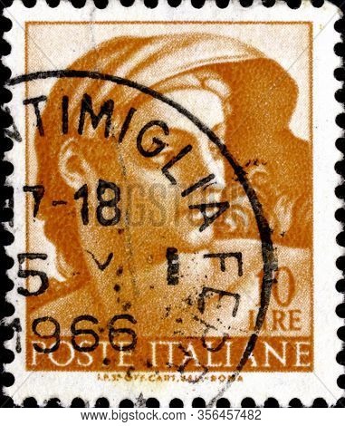 02 11 2020 Divnoe Stavropol Territory Russia The Postage Stamp Italy 1961 Designs From Sistine Chape