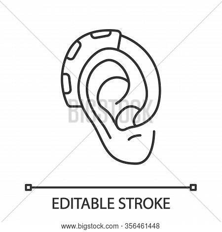 Hearing Aid Amplifier Linear Icon. Assistive Listening Medical Device. Endaural Sound Transmission E