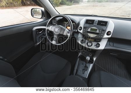 Dnipro, Ukraine - February 19, 2020: Toyota Rav4 2006 Grey Color, Interior