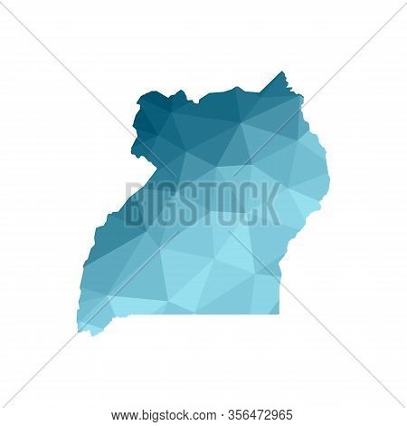 Vector Isolated Illustration Icon With Simplified Blue Silhouette Of Republic Of Uganda Map. Polygon