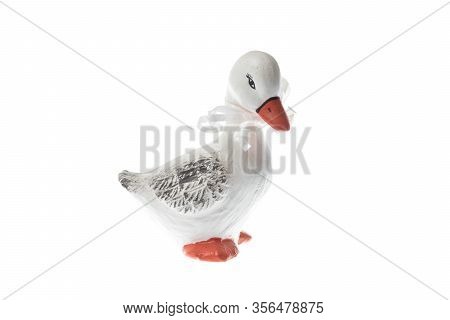 Ceramic Duck Figurine Isolated On White Background