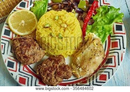 Lamprais, Sambal, Belacan, Frikadeller Meatballs And Rice ,  Sri Lankan   Cuisine, Traditional Assor