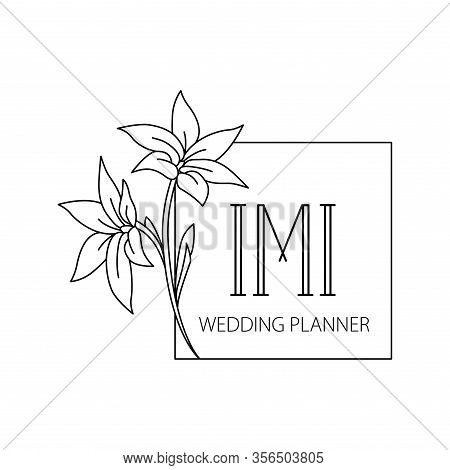 Elegant Logo Of Wedding Planner. Logo With Flowers And Company Name Imi