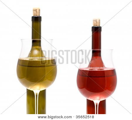 Flaske vin og glas med en vin