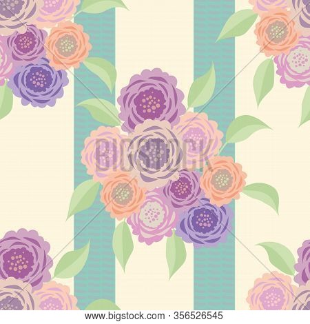 Floral Seamless Vector Pattern Background. Bouquets Of Scabious Flower Illustration. Meadow Flora On