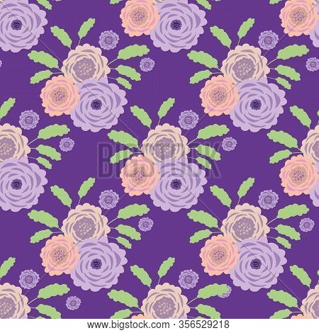 Floral Seamless Vector Pattern Background. Bouquets Of Scabious Flower Illustration. Meadow Flora Ge