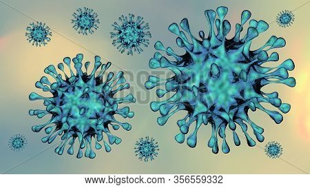 Coronavirus (covid-19) Isolated In 3d Rendering. A Dangerous Non- Cellular Infectious Agent That Can