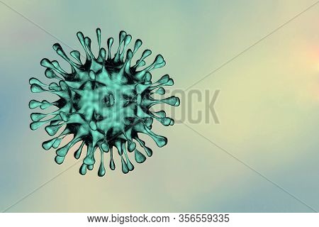 Coronavirus Covid-19 Isolated In 3d Rendering. A Dangerous Non- Cellular Infectious Agent That Can O
