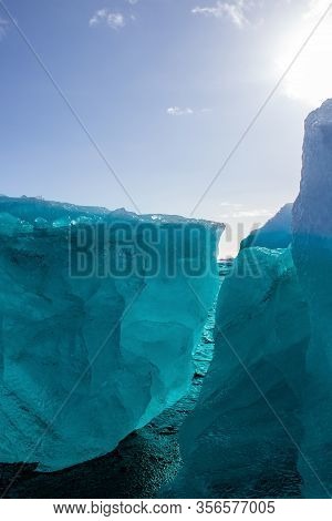 Ice Fields At The Black Pebble Beach, Coast Of Iceland