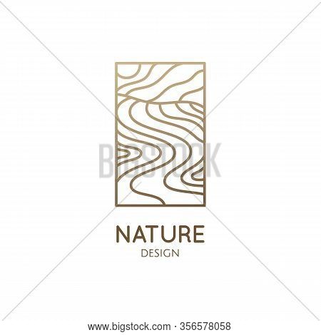 Abstract Nature Logo. Natrural Minimalistic Landscape Icon With Waves Structure. Vector Pattern With