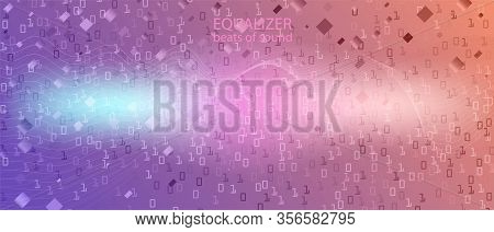 Binary Code Vector Landing Page. Cyber Equalizer Slide. Fractal Fluid Code Geometric Abstract Trendy