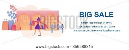 Big Sale Banner On Web Page Flat Template For Online Store With Copy Space For Your Text. Young Urba