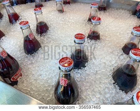 Orlando, Fl/usa-12/10/19: A Bin Of Iced Down Cheerwine Soft Drink At A Pdq Restaurant In Orlando, Fl
