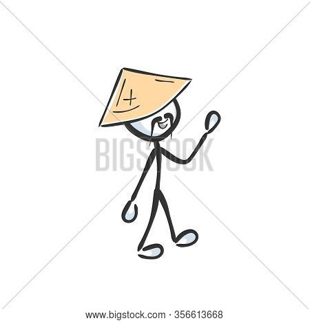 Happy Chinese Man Hat Vector Photo Free Trial Bigstock