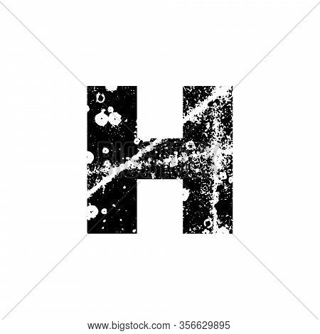 Painted Letter H. Abstract Handmade Sans Serif Typeface. Distress Textured Font. Ink Splatter Surfac