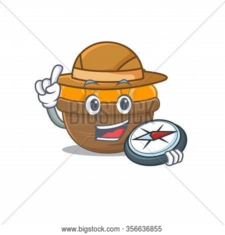 Orange Fruit Basket An Experienced Explorer With A Compass