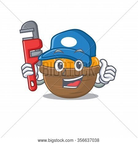 Smart Plumber Orange Fruit Basket On Cartoon Character Design