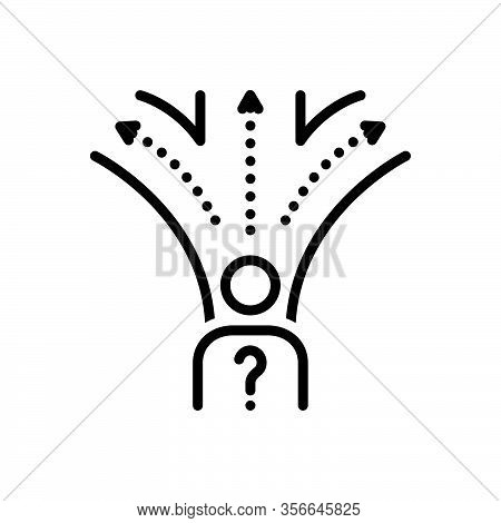 Black Line Icon For Which Opportunity Arrow Crossroad Pat Three-way Option Path Intersection Choice 