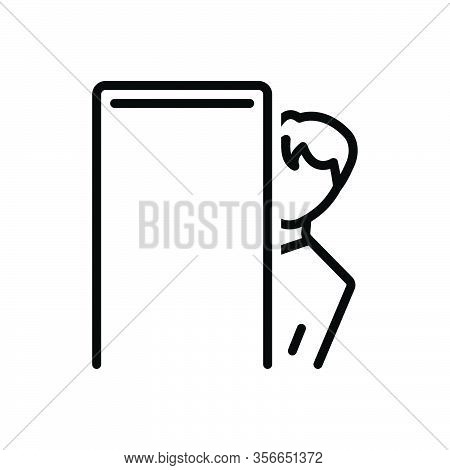 Black Line Icon For Behind Peep Glimpse Glance Scintilla At-the-back-of Look Watch